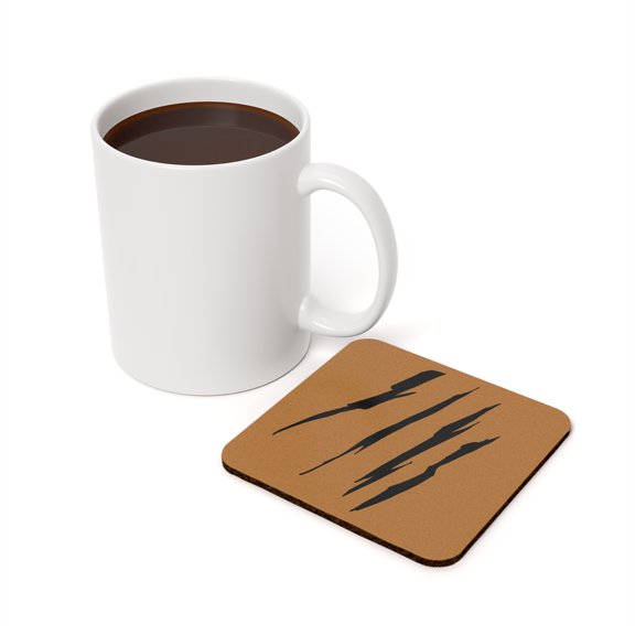 Effete Feline Claw Marks Scratch Cork Back Coasters
