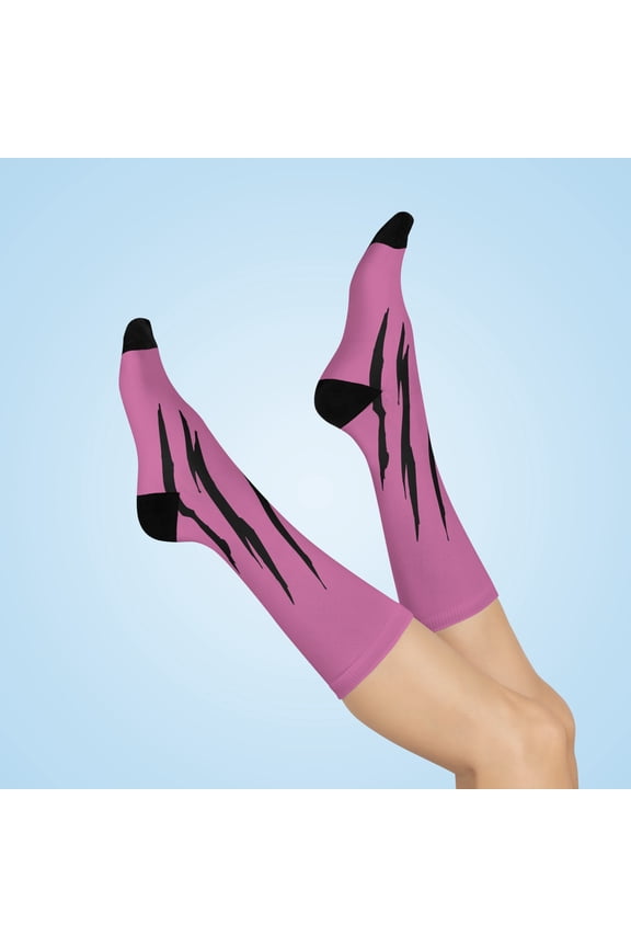 Effete Feline Claw Marks Scratch Cushioned Crew Socks