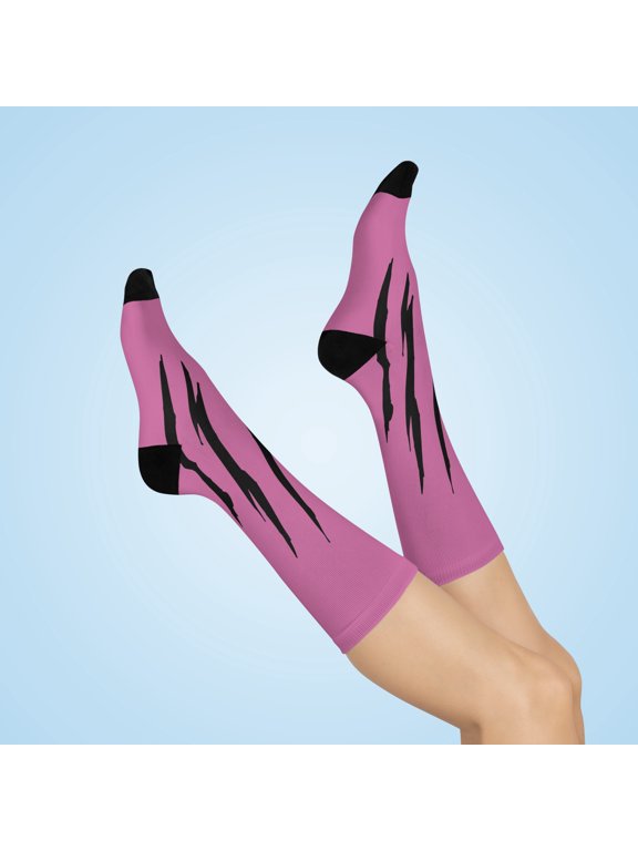 Effete Feline Claw Marks Scratch Cushioned Crew Socks