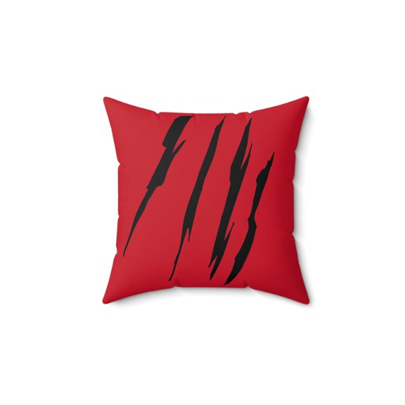 Effete Feline Claw Marks Scratch Faux Suede Square Pillow