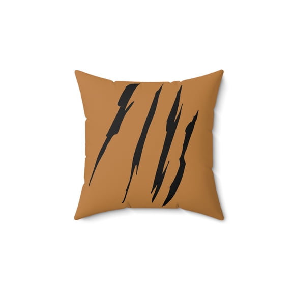 Effete Feline Claw Marks Scratch Faux Suede Square Pillow