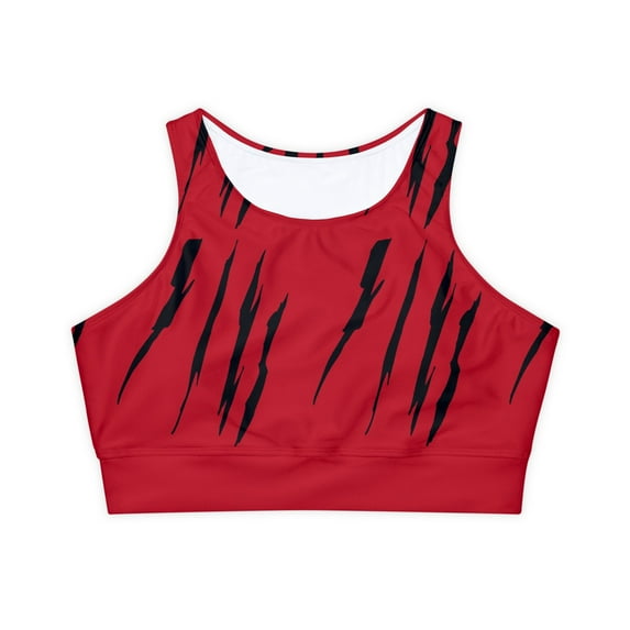 Effete Feline Claw Marks Scratch Fully Lined Padded Sports Bra (AOP)