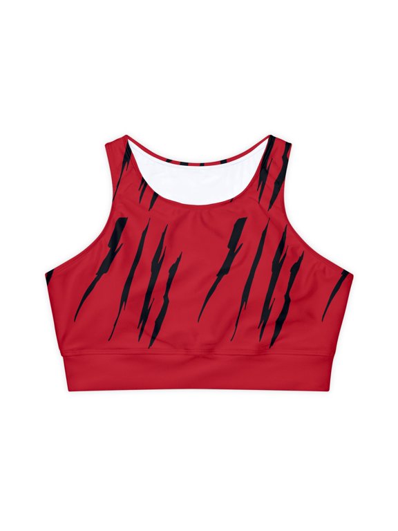 Effete Feline Claw Marks Scratch Fully Lined Padded Sports Bra (AOP)
