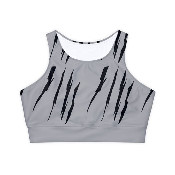 Effete Feline Claw Marks Scratch Fully Lined Padded Sports Bra (AOP)