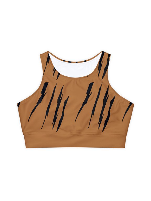 Effete Feline Claw Marks Scratch Fully Lined Padded Sports Bra (AOP)