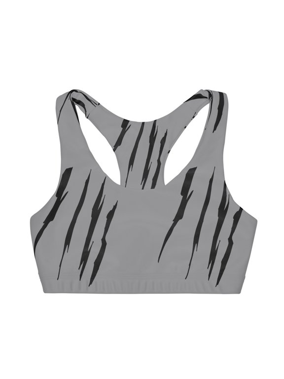 Effete Feline Claw Marks Scratch Girls Double Line Seamless Sport Bra (AOP)