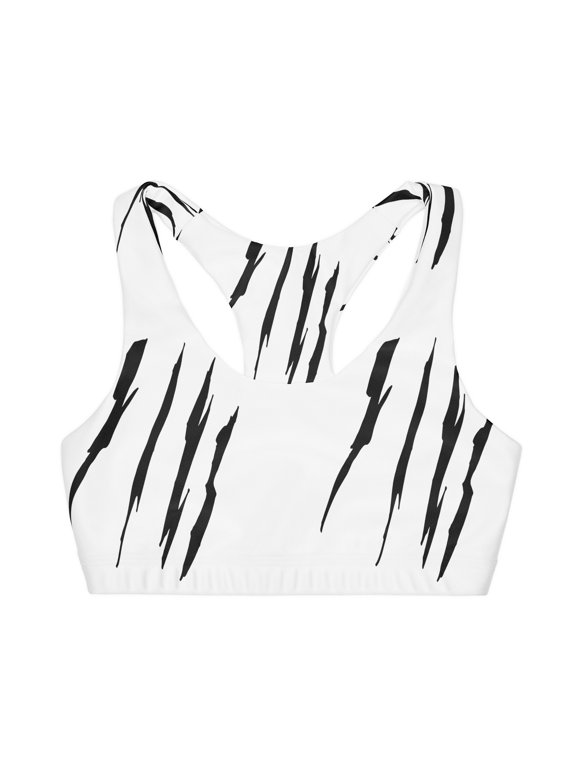 Effete Feline Claw Marks Scratch Girls Double Line Seamless Sport Bra (AOP)