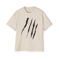 thumbnail image 1 of Effete Feline Claw Marks Scratch Men's Heavy Oversized Tee, 1 of 5