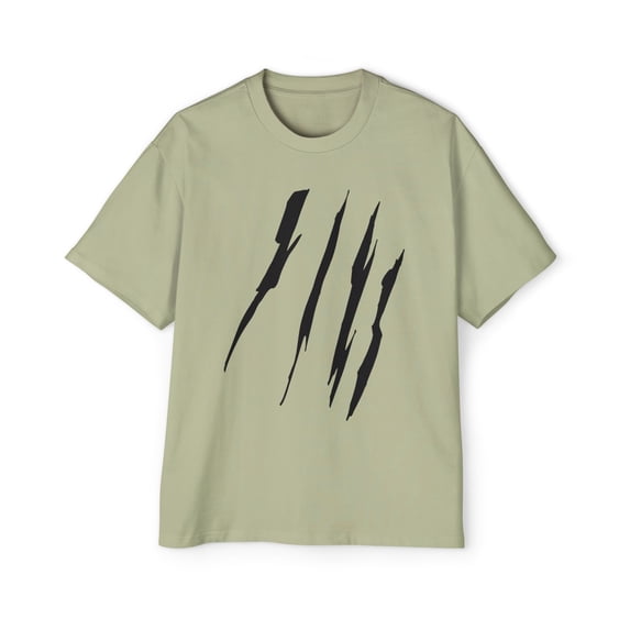 Effete Feline Claw Marks Scratch Men Heavy Oversized Tee