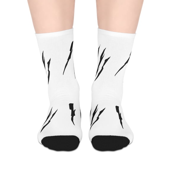 Effete Feline Claw Marks Scratch Mid-Length Socks