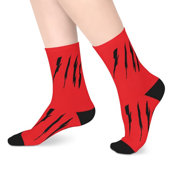 Effete Feline Claw Marks Scratch Mid-Length Socks