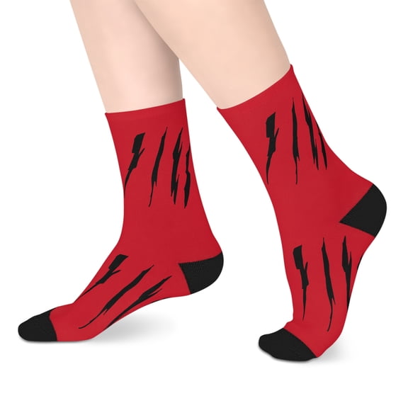 Effete Feline Claw Marks Scratch Mid-Length Socks