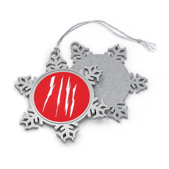 Effete Feline Claw Marks Scratch Pewter Snowflake Ornament