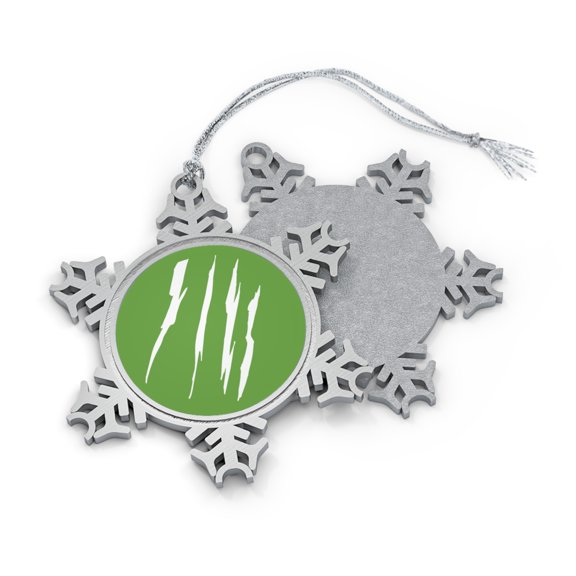 Effete Feline Claw Marks Scratch Pewter Snowflake Ornament