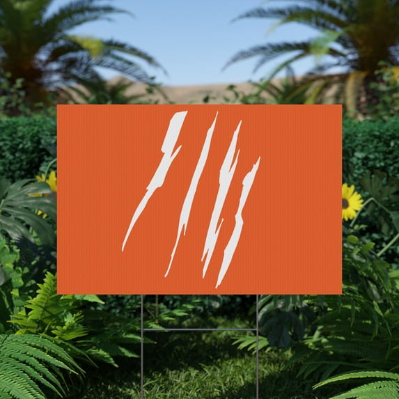 Effete Feline Claw Marks Scratch Plastic Lawn Yard Sign