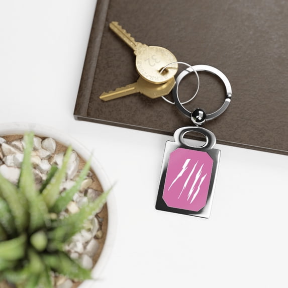 Effete Feline Claw Marks Scratch Rectangle Keyring Tag
