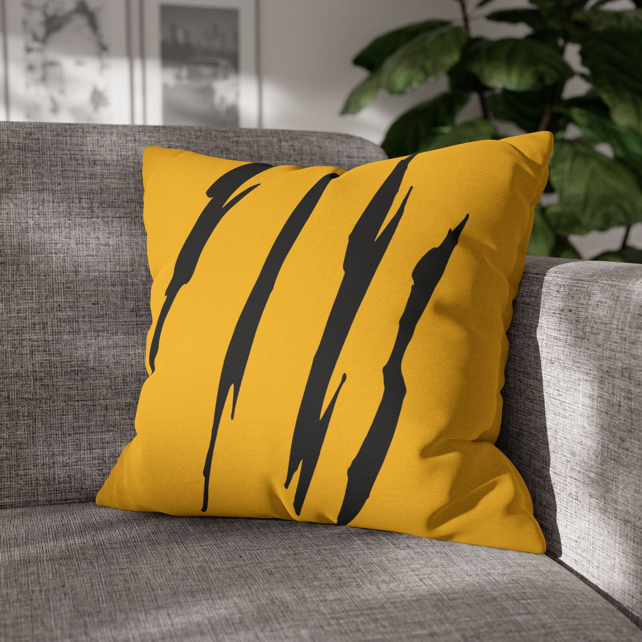 Effete Feline Claw Marks Scratch Spun Polyester Square Pillowcase ...