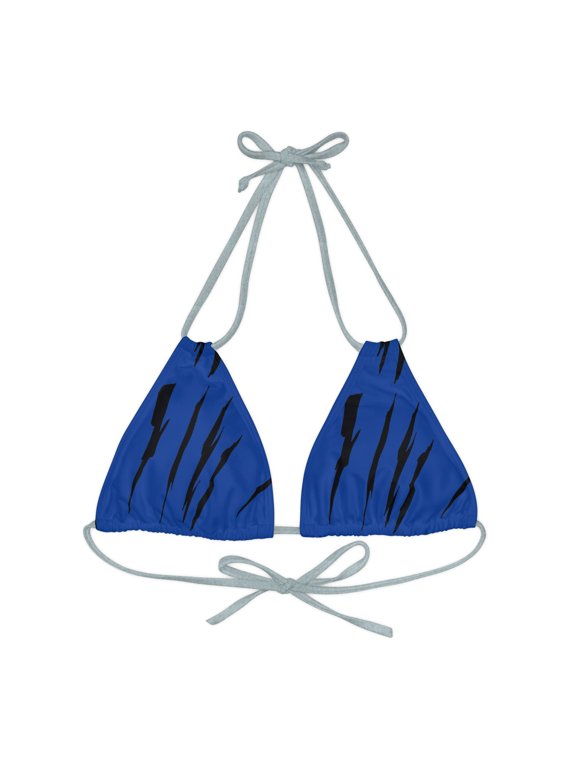 Effete Feline Claw Marks Scratch Strappy Triangle Bikini Top (AOP)