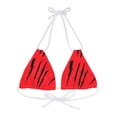 thumbnail image 1 of Effete Feline Claw Marks Scratch Strappy Triangle Bikini Top (AOP), 1 of 4