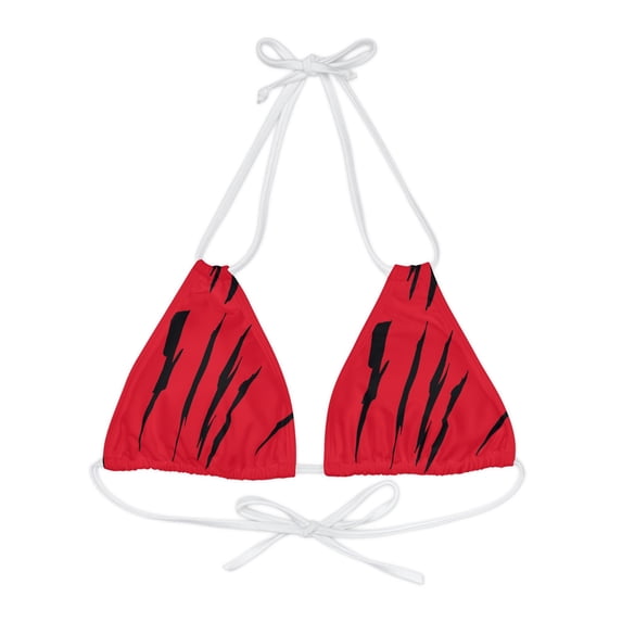 Effete Feline Claw Marks Scratch Strappy Triangle Bikini Top (AOP)