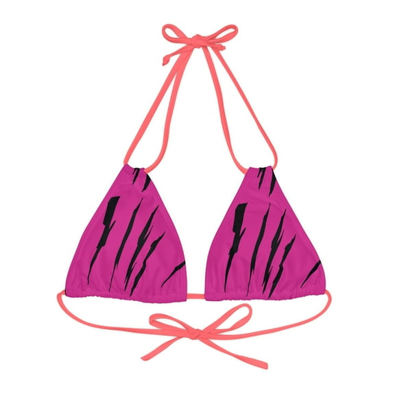 Effete Feline Claw Marks Scratch Strappy Triangle Bikini Top (AOP)