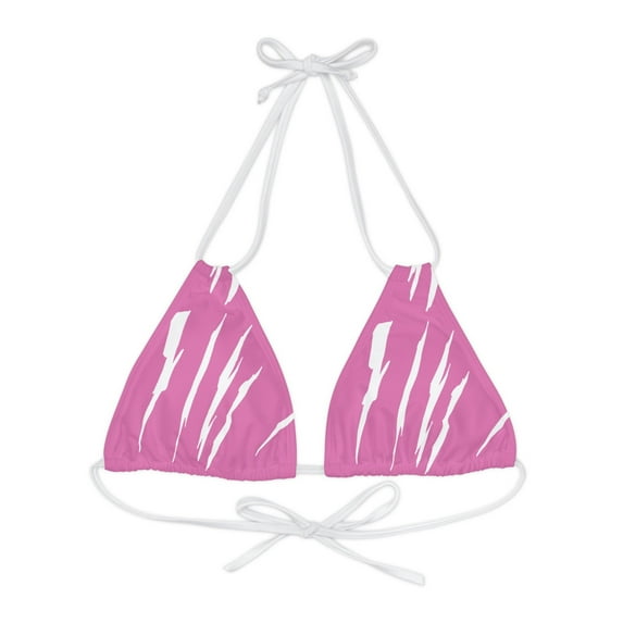 Effete Feline Claw Marks Scratch Strappy Triangle Bikini Top (AOP)
