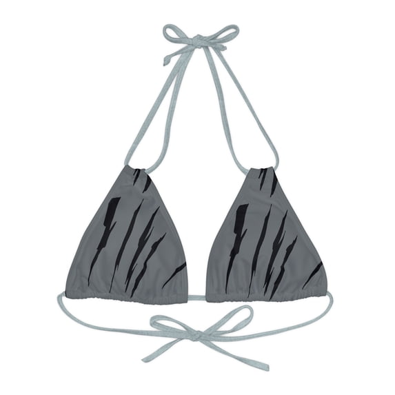 Effete Feline Claw Marks Scratch Strappy Triangle Bikini Top (AOP)