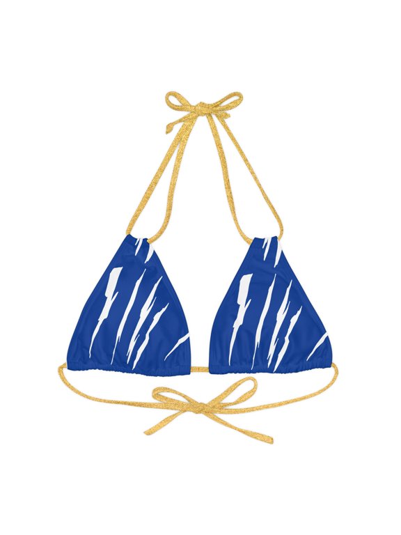 Effete Feline Claw Marks Scratch Strappy Triangle Bikini Top (AOP)