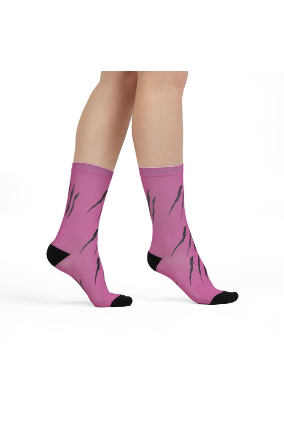 Effete Feline Claw Marks Scratch Sublimation Crew Socks