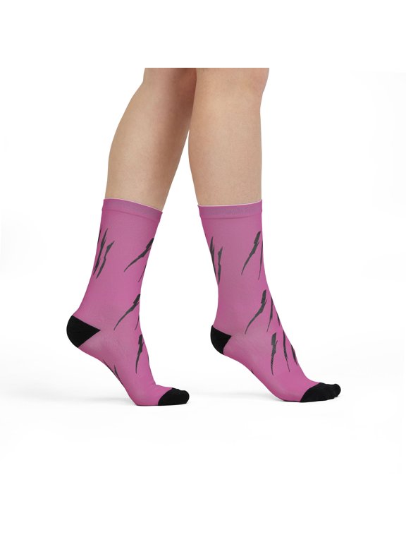 Effete Feline Claw Marks Scratch Sublimation Crew Socks