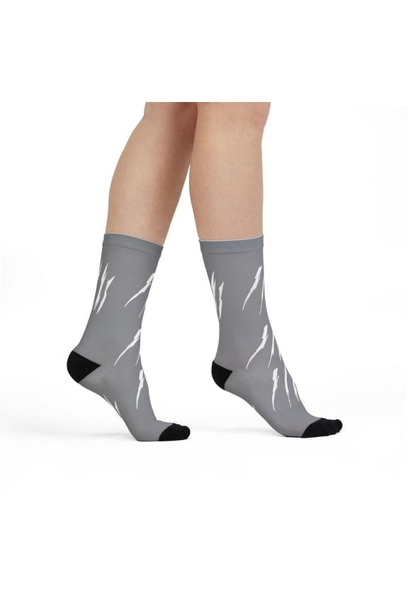 Effete Feline Claw Marks Scratch Sublimation Crew Socks