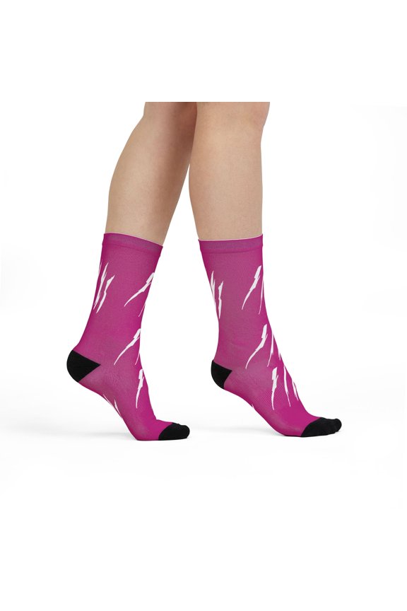 Effete Feline Claw Marks Scratch Sublimation Crew Socks