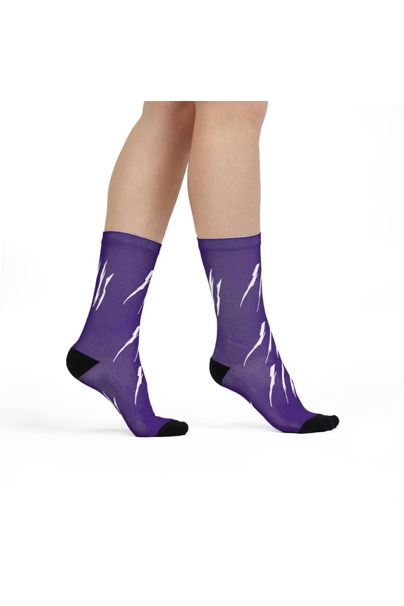 Effete Feline Claw Marks Scratch Sublimation Crew Socks