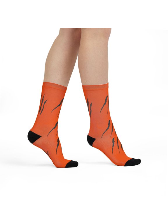 Effete Feline Claw Marks Scratch Sublimation Crew Socks
