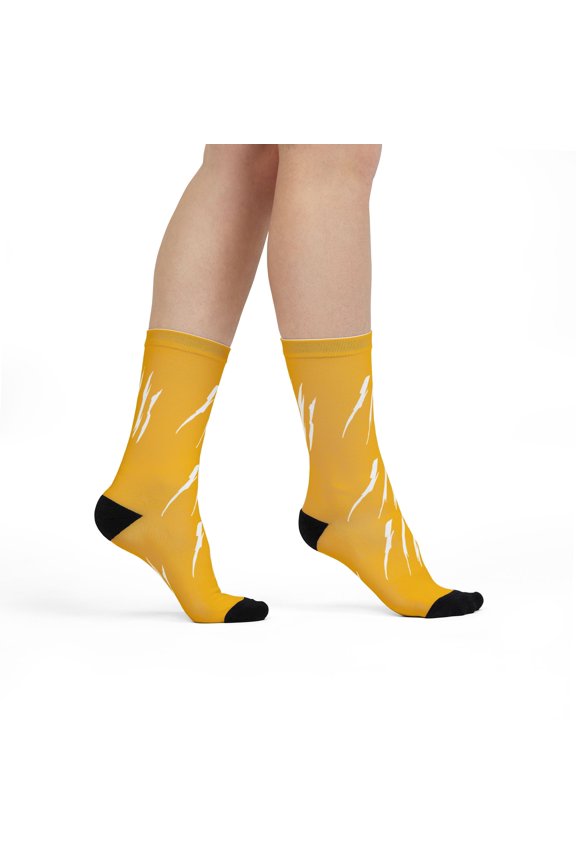 Effete Feline Claw Marks Scratch Sublimation Crew Socks