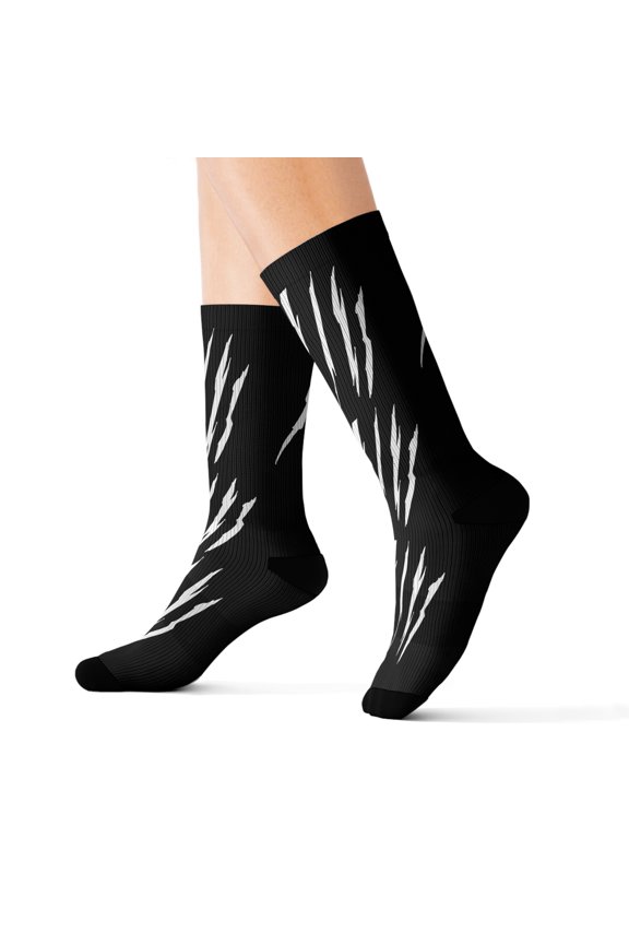 Effete Feline Claw Marks Scratch Sublimation Socks