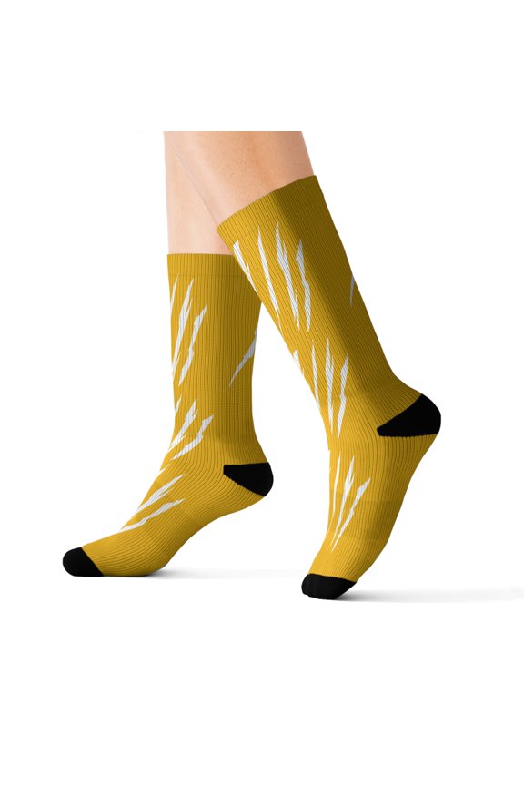 Effete Feline Claw Marks Scratch Sublimation Socks