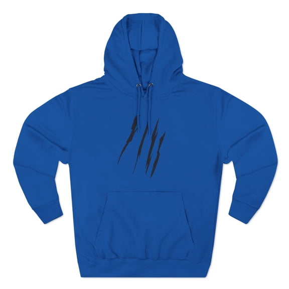 Effete Feline Claw Marks Scratch Three-Panel Fleece Hoodie