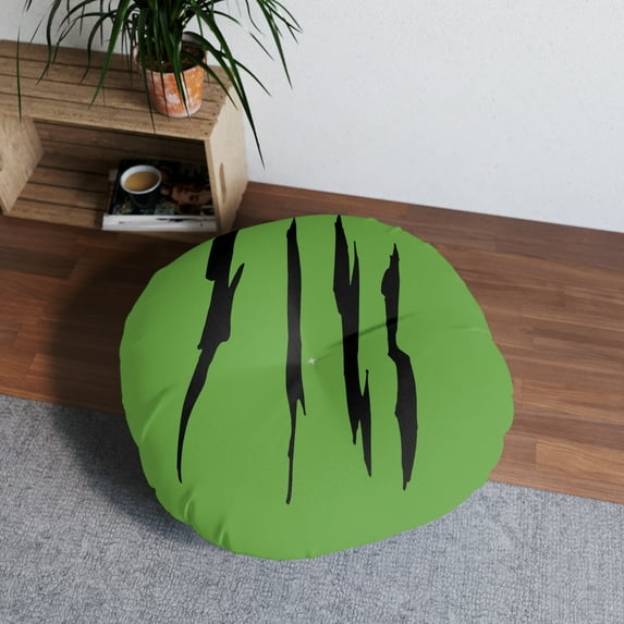Effete Feline Claw Marks Scratch Tufted Floor Pillow, Round