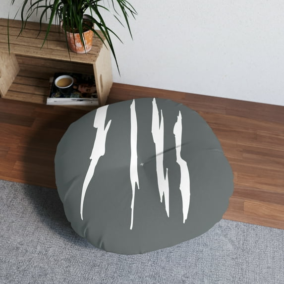 Effete Feline Claw Marks Scratch Tufted Floor Pillow, Round