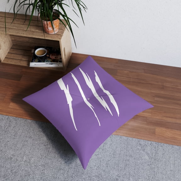 Effete Feline Claw Marks Scratch Tufted Floor Pillow, Square