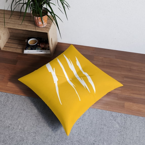 Effete Feline Claw Marks Scratch Tufted Floor Pillow, Square