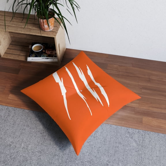 Effete Feline Claw Marks Scratch Tufted Floor Pillow, Square