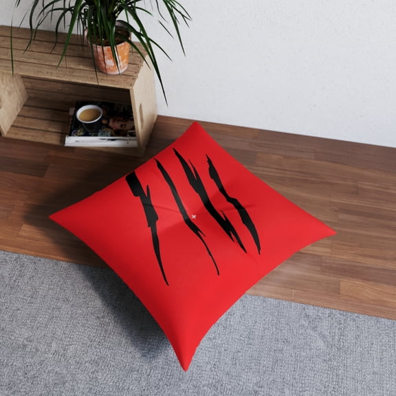 Effete Feline Claw Marks Scratch Tufted Floor Pillow, Square