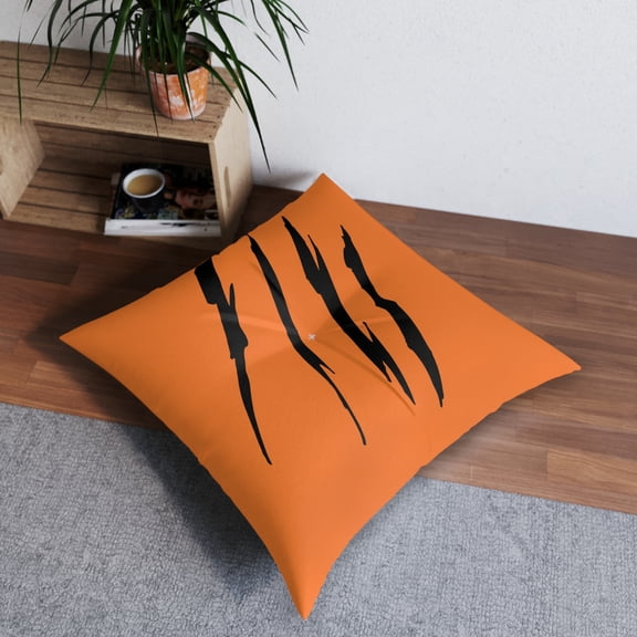 Effete Feline Claw Marks Scratch Tufted Floor Pillow, Square