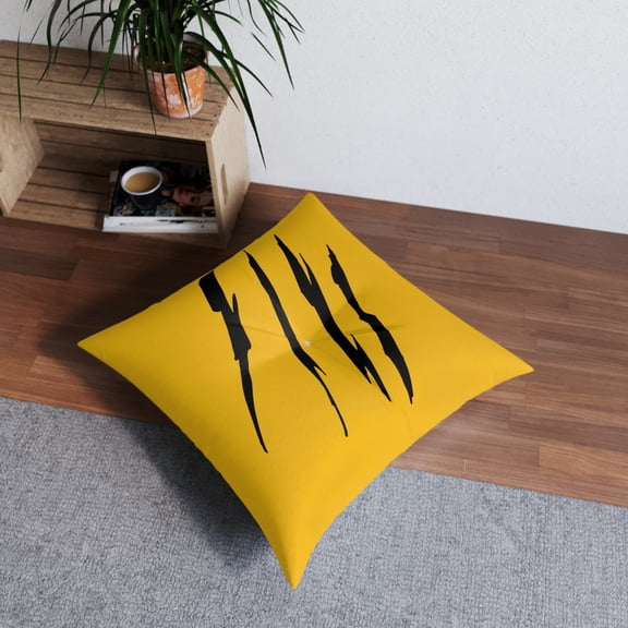 Effete Feline Claw Marks Scratch Tufted Floor Pillow, Square