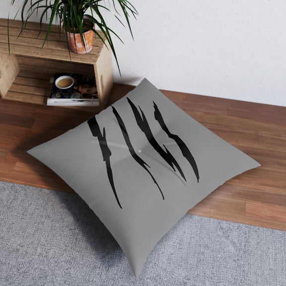 Effete Feline Claw Marks Scratch Tufted Floor Pillow, Square