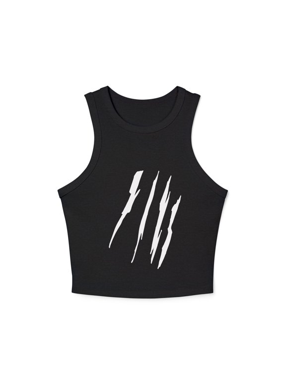 Effete Feline Claw Marks Scratch Women Micro Rib Racer Tank Top