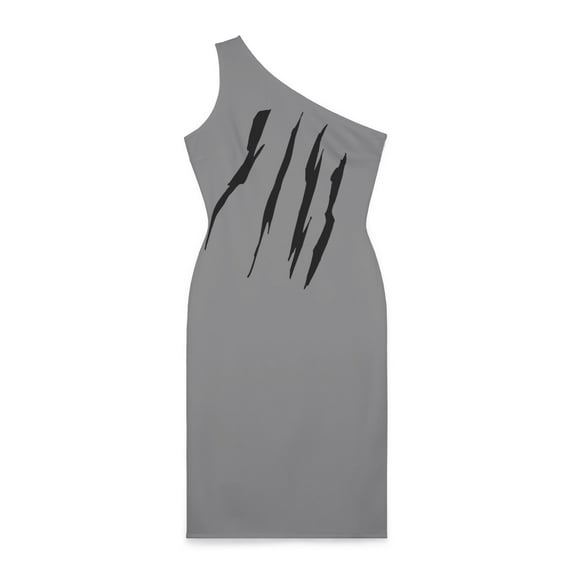 Effete Feline Claw Marks Scratch Women Shoulder Dress (AOP)