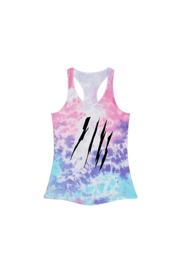 Effete Feline Claw Marks Scratch Women Tie-Dye Racerback Tank Top
